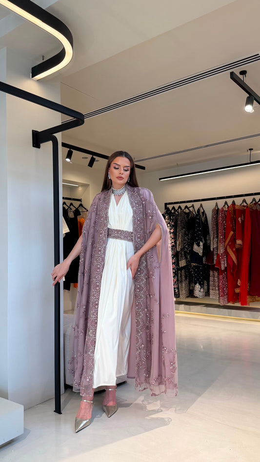 Cape Bisht Jelwa kaftan - Dark Rose