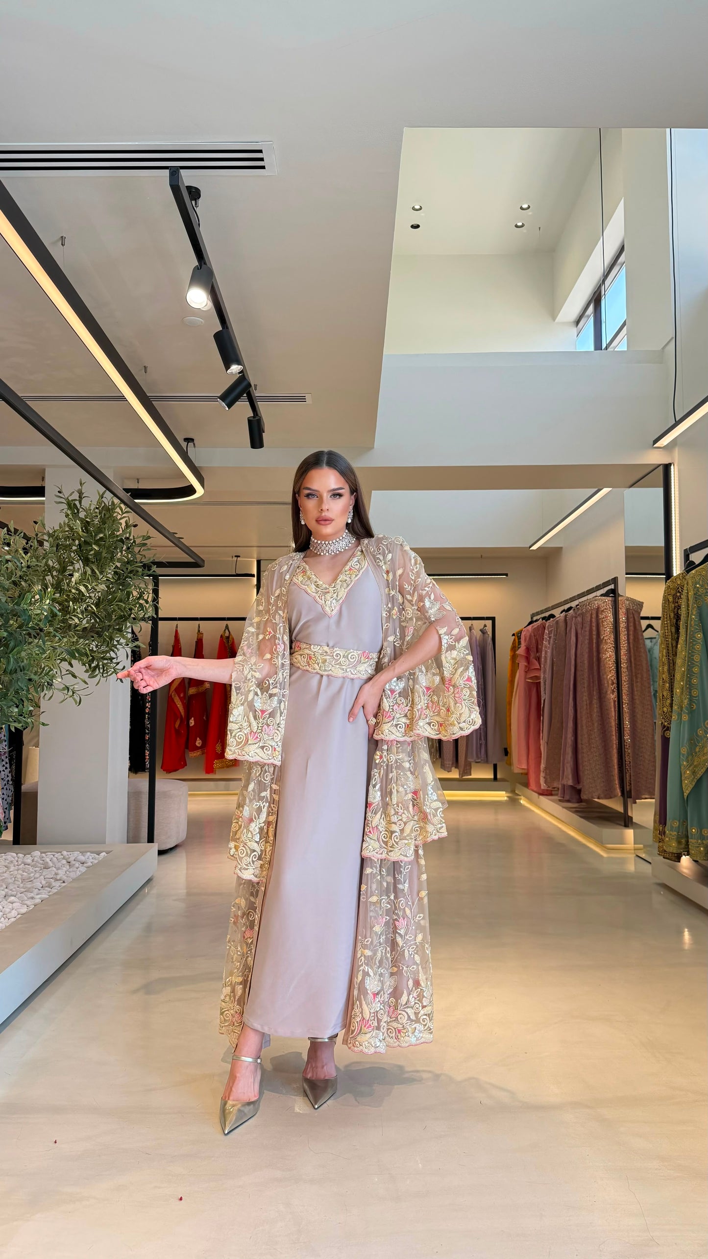 Triple Layer Jelwa Kaftan Bisht set - florals