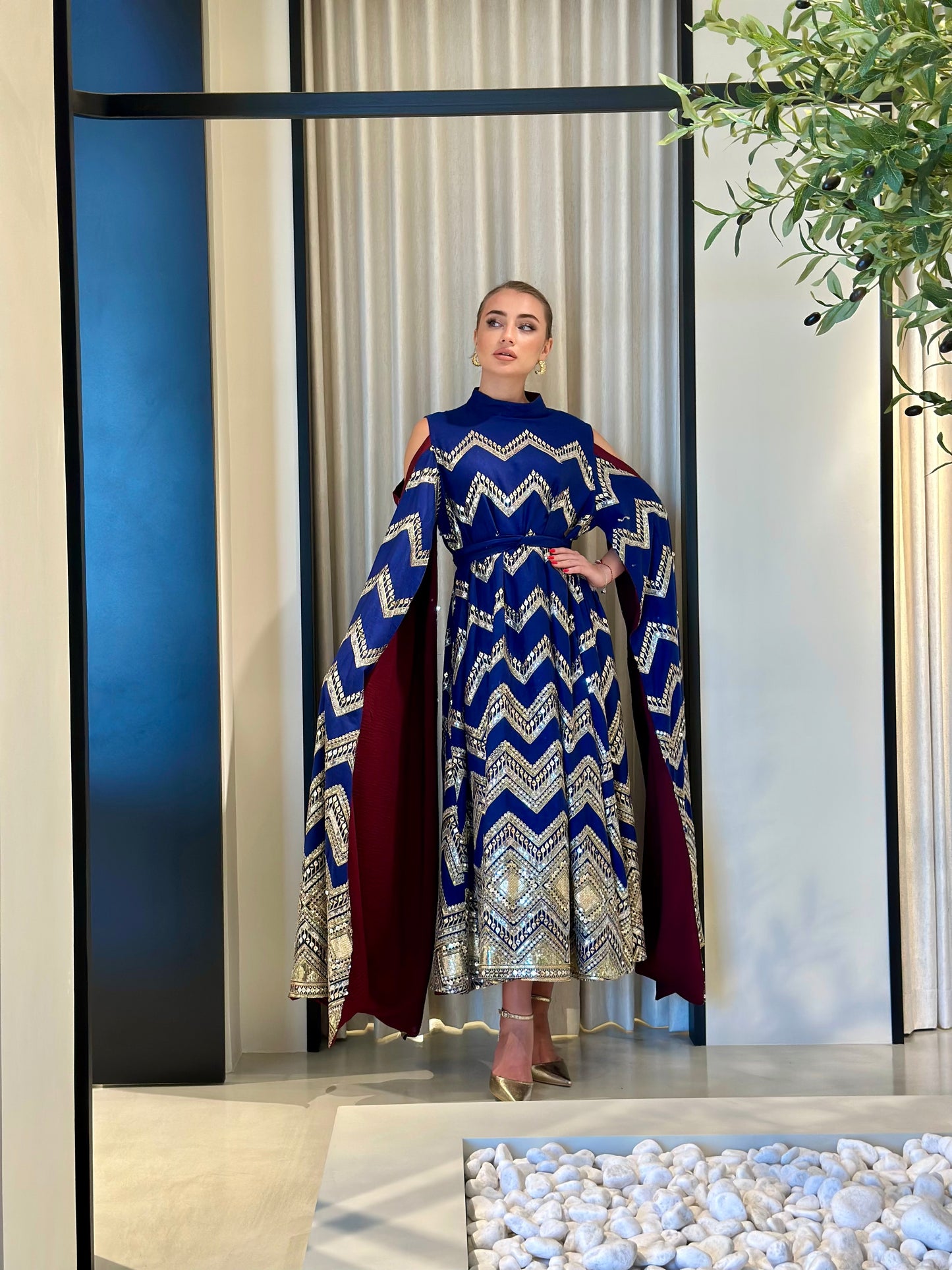 Jelwa Zigzag Navy Kaftan/Dress