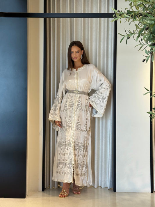Morrocan Kaftan- white x Gold