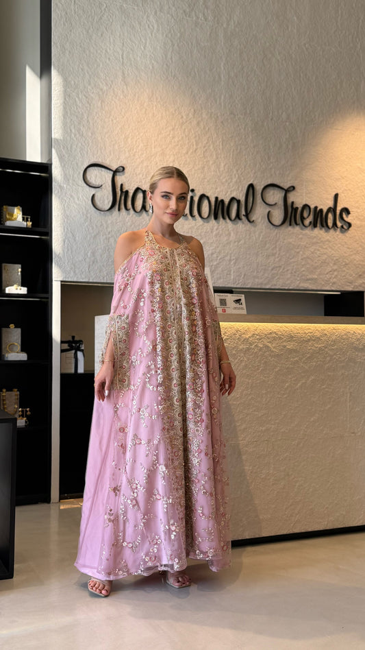 Offshoulders Cape Jelwa Kaftan -Blush
