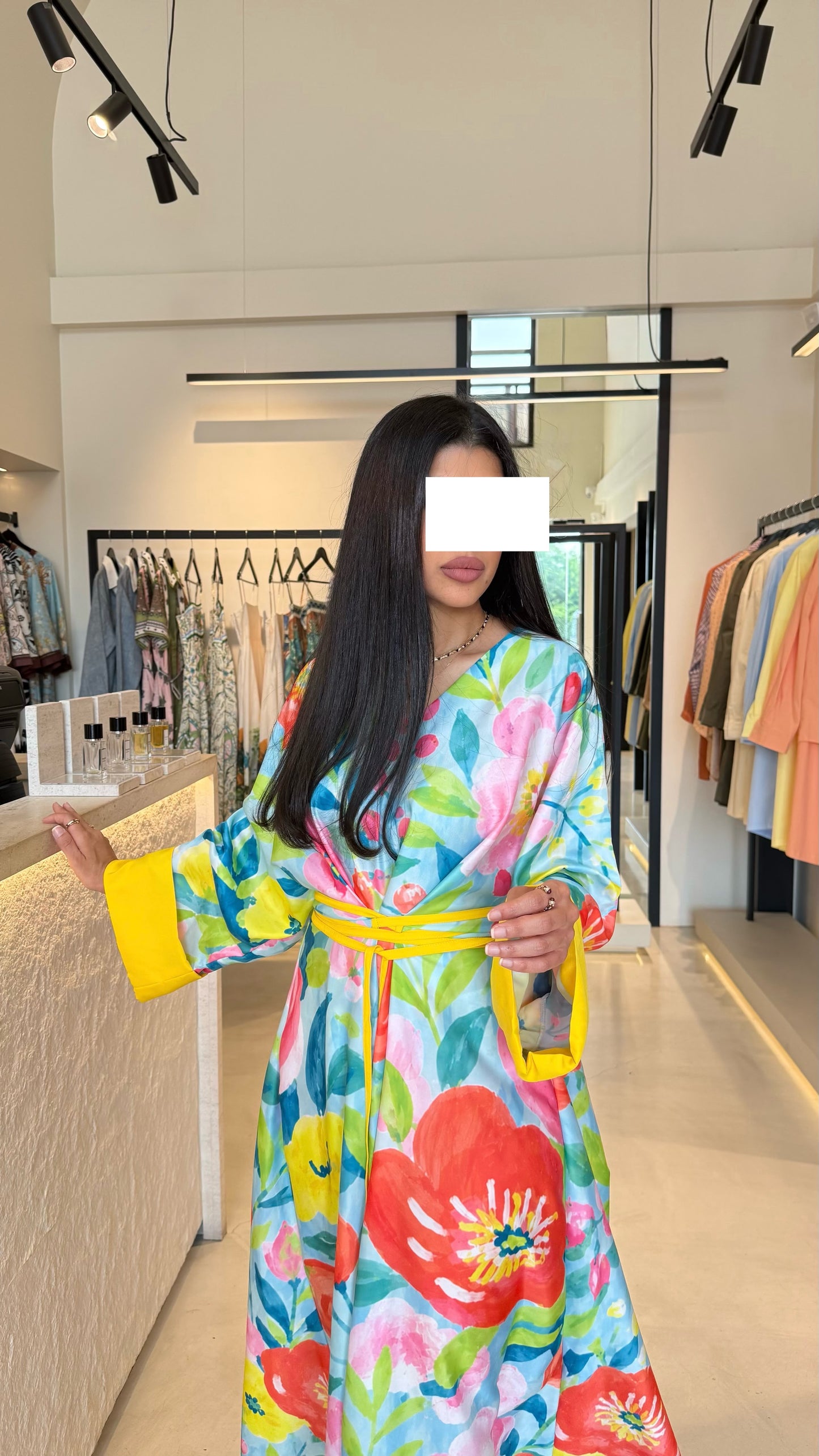 Summer floral kaftan  - Strappy Yellow