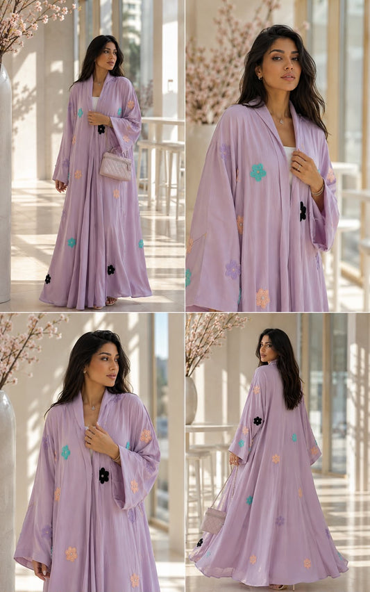 Blossom summer Abaya -Purple