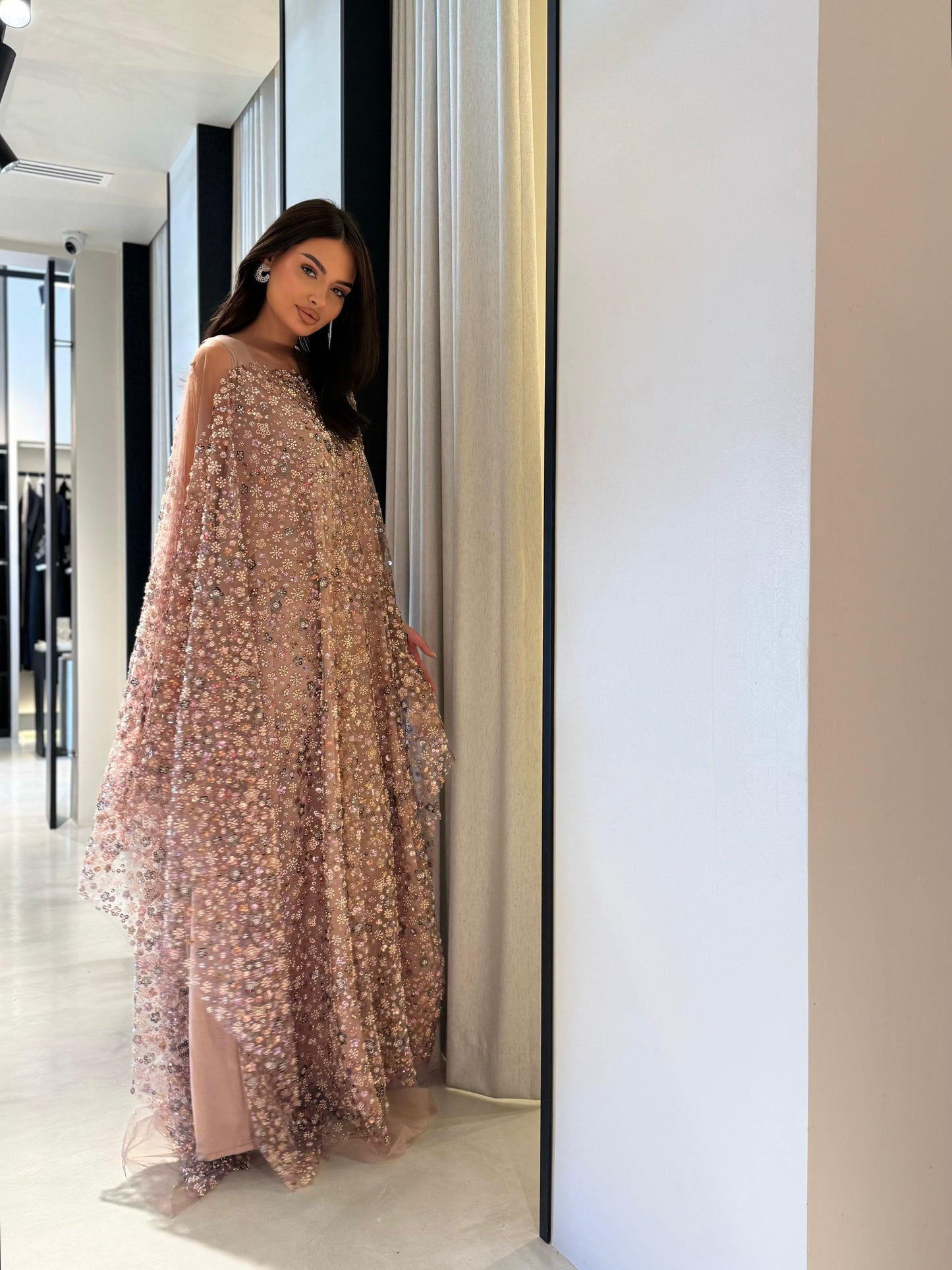 Tulle Jelwa Poncho - Nude