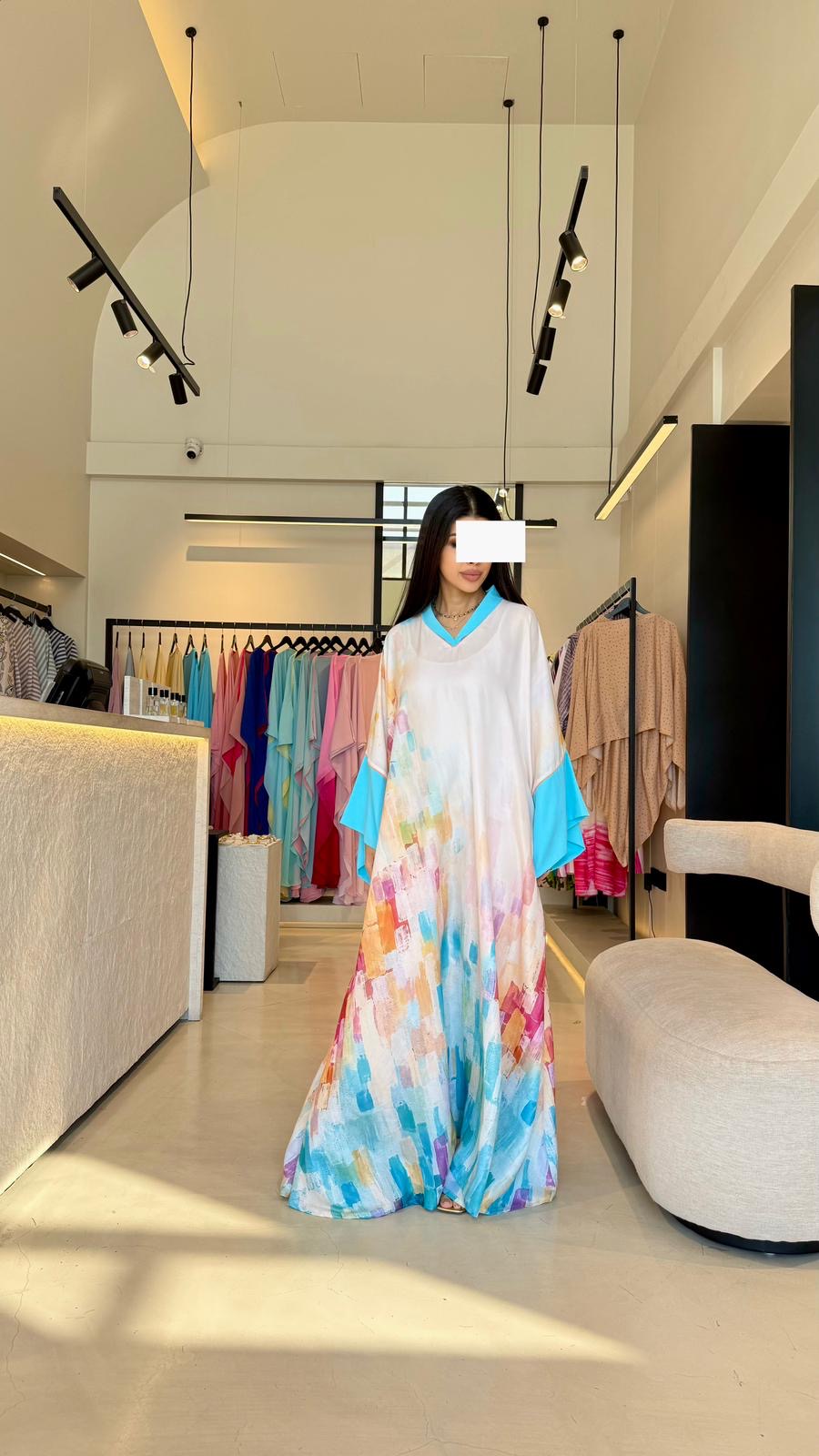 Summer floral kaftan  - Aqua Abstract