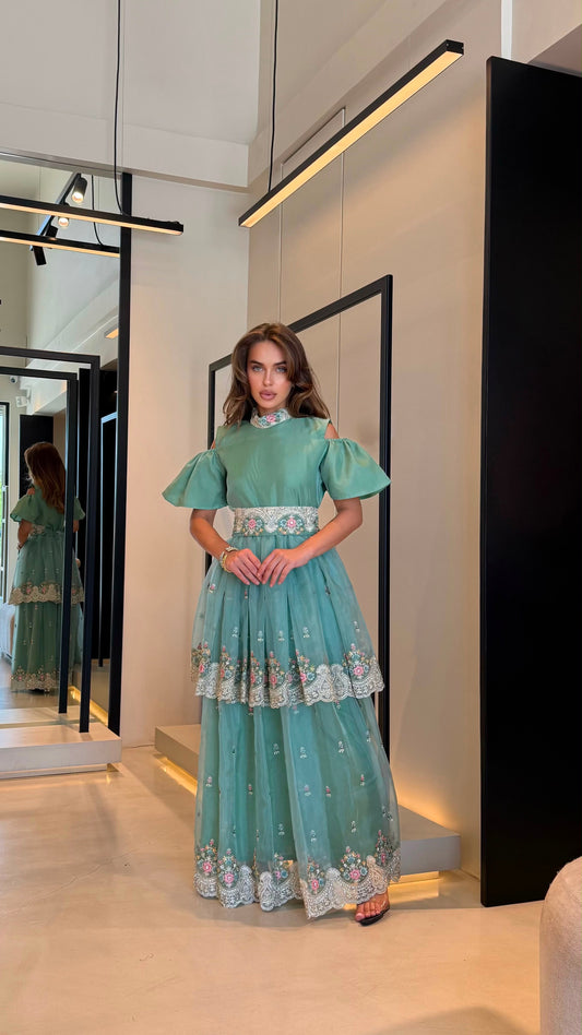 Cutout Jelwa Kaftan Dress-Tiffany