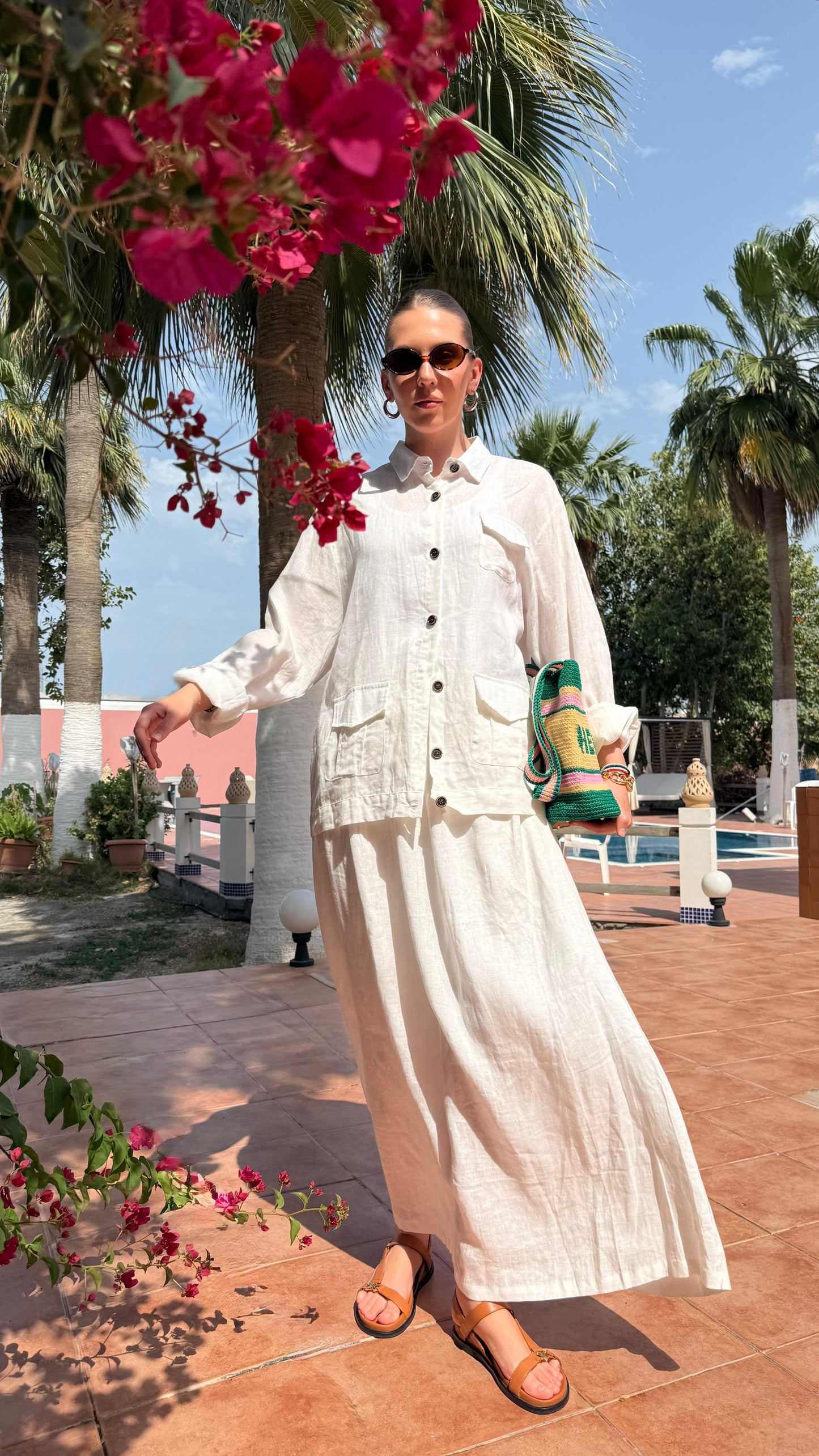 TT Summer Linen Set ( skirt/ top)-white