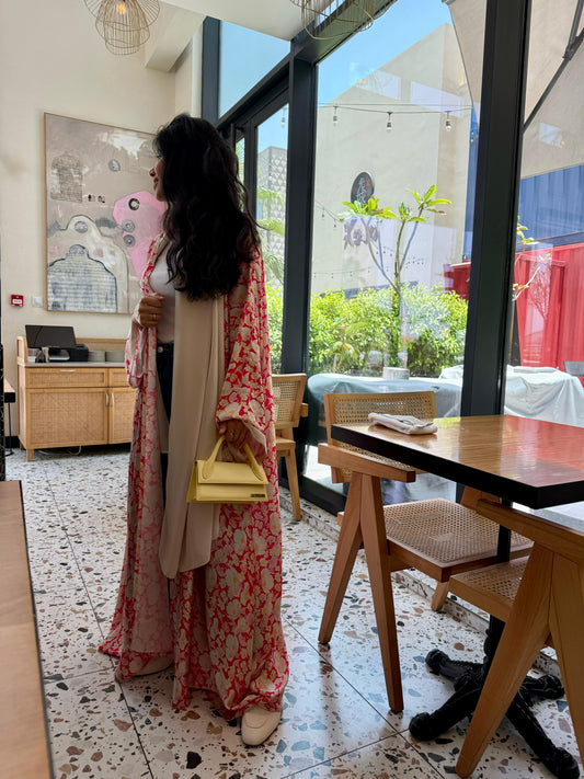 Summer Abaya- crème Florals
