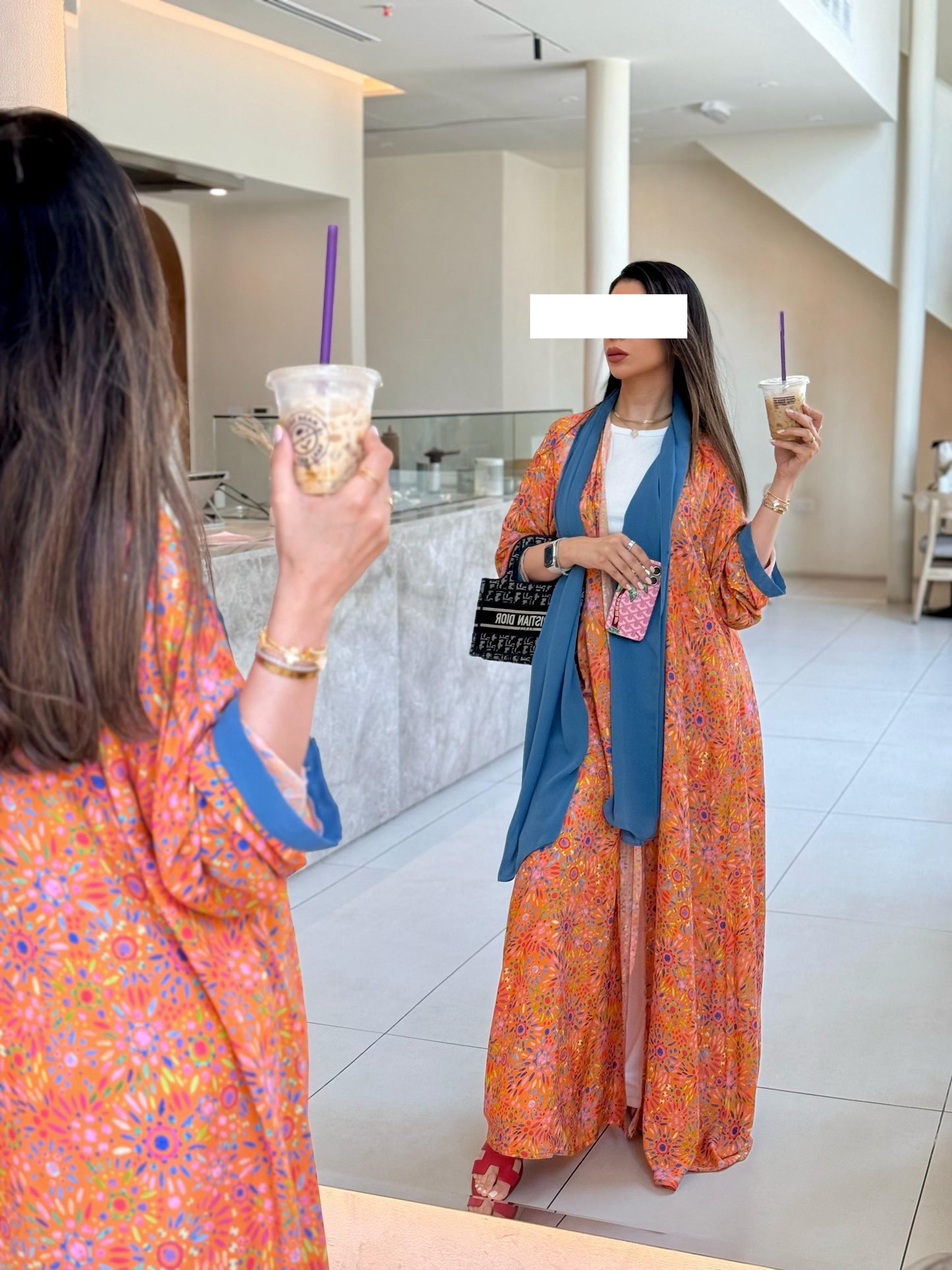 Summer Abaya-  Orange Fiesta