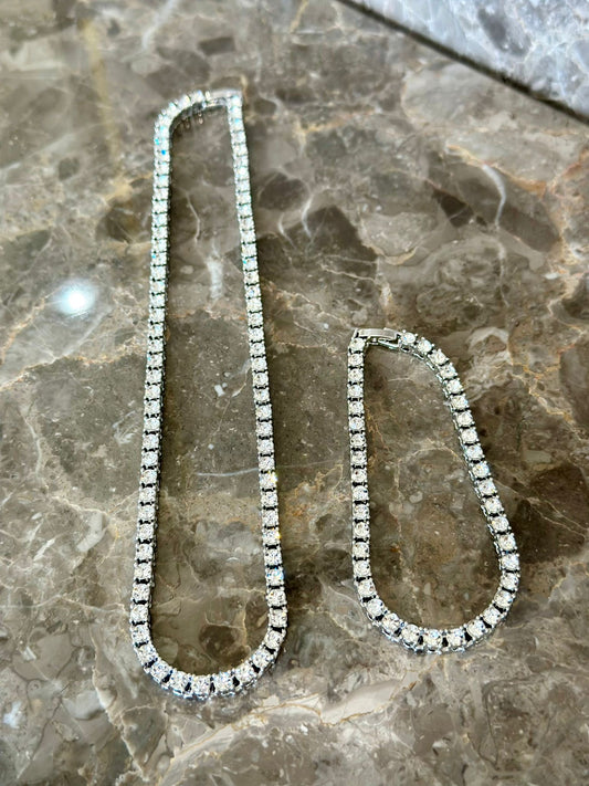 Tennis necklace/ bracelet set -Silver