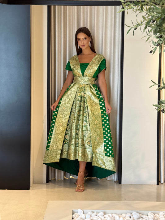 Jelwa Brocade Dress- Green
