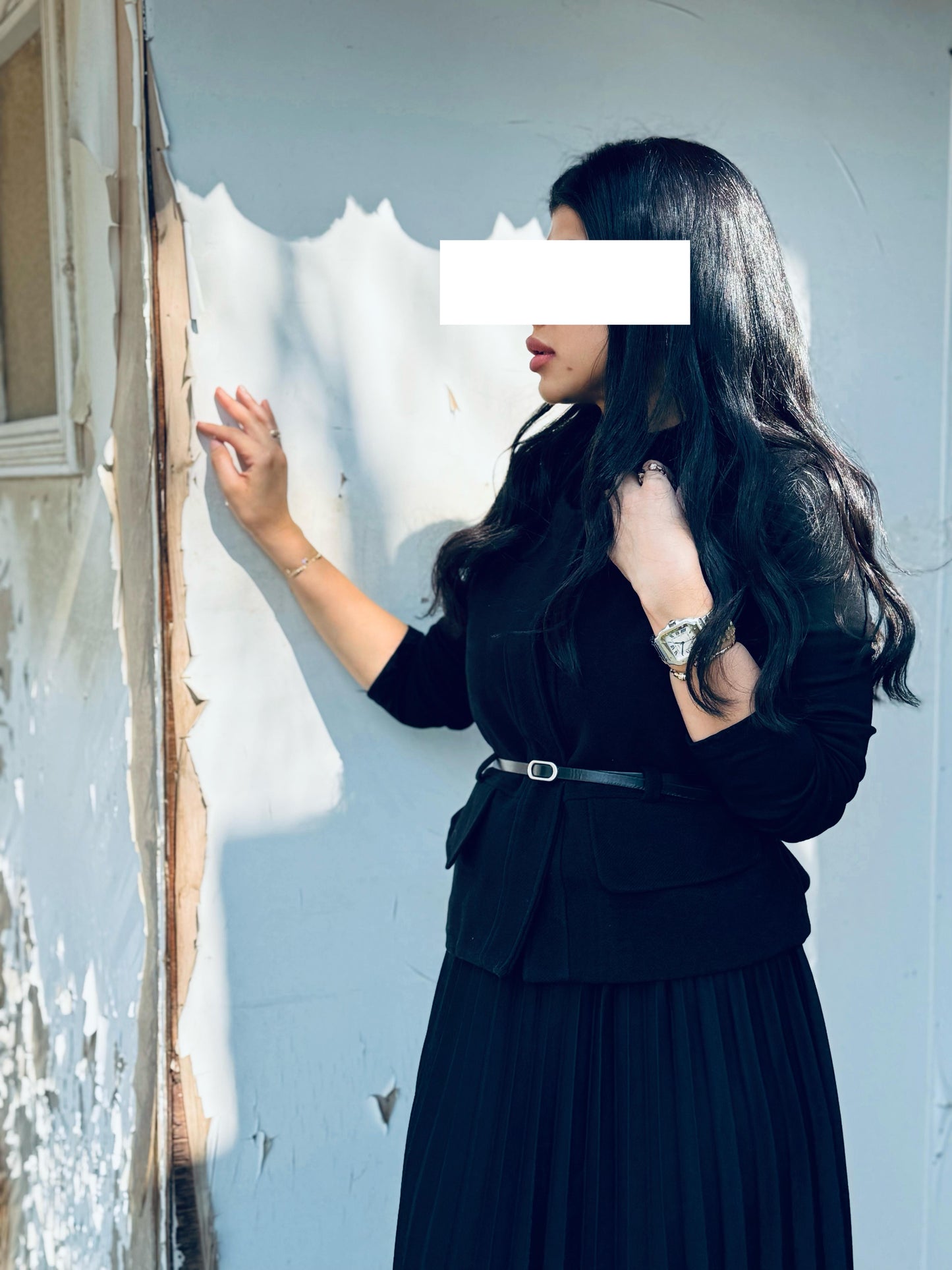 Winter Dress set - Midi x Vest x Belt -Black