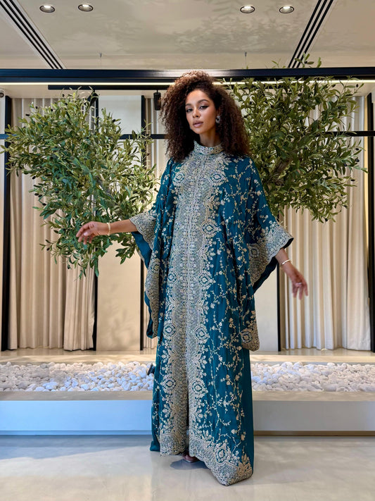 Jelwa Nashel Kaftan-Greenish Blue