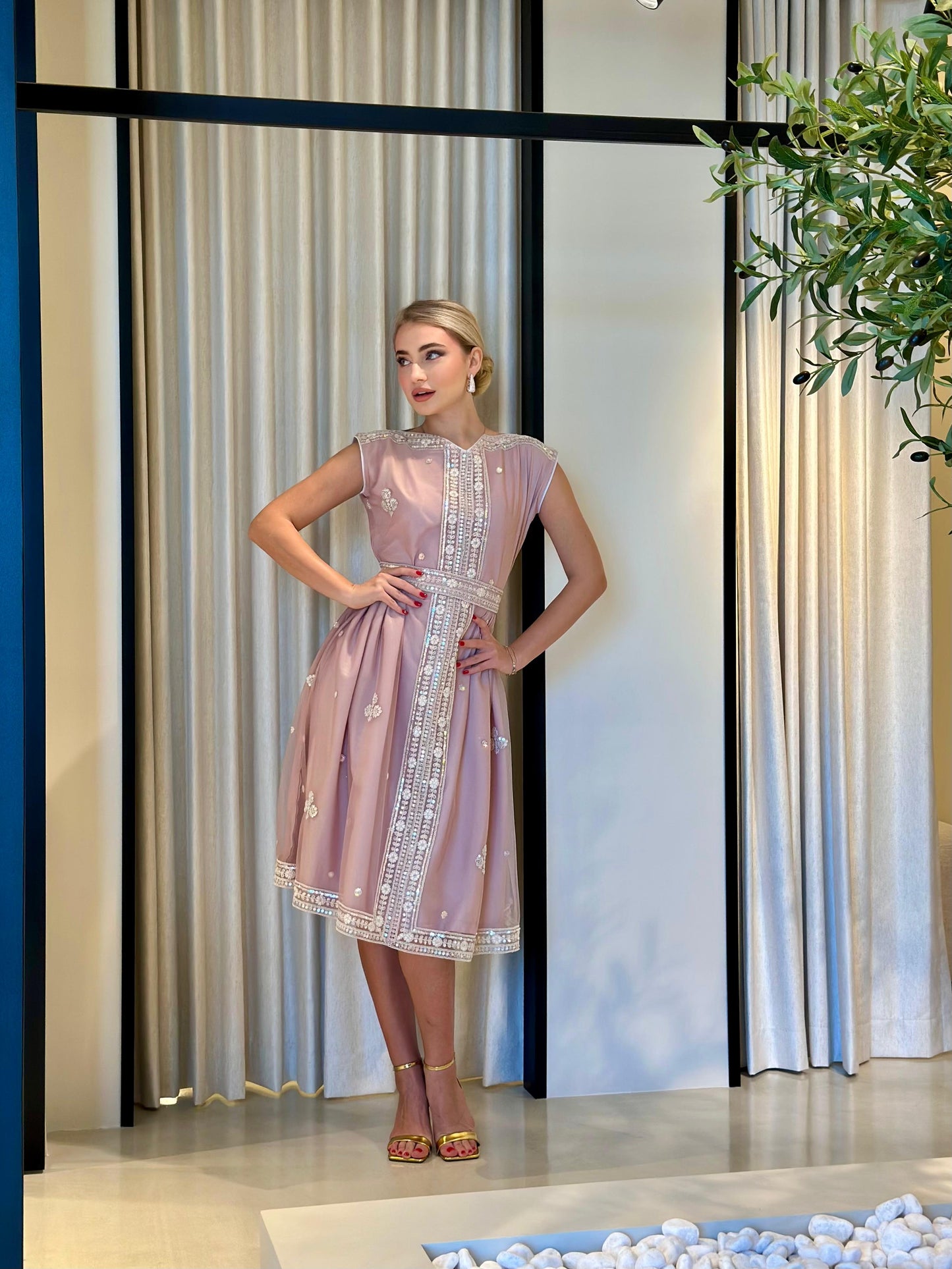 Tulle jelwa dress - Blush