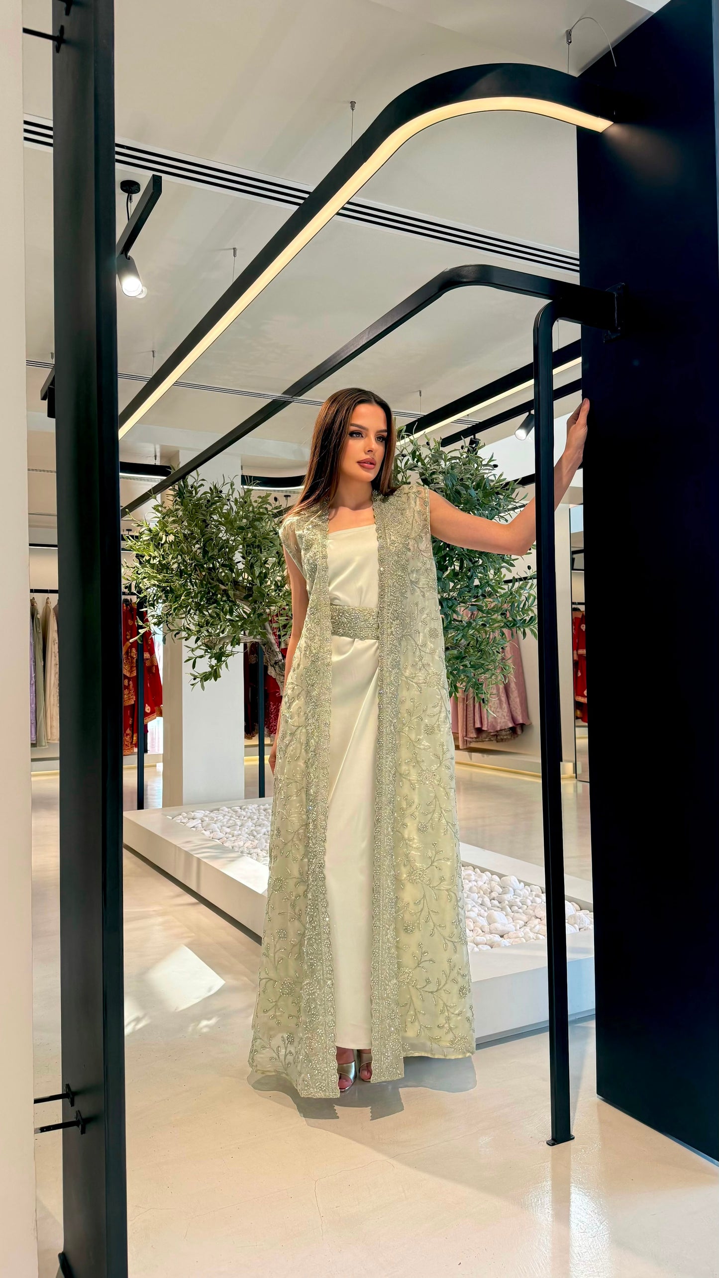 Sleevesless Jelwa kaftan -Pistachio