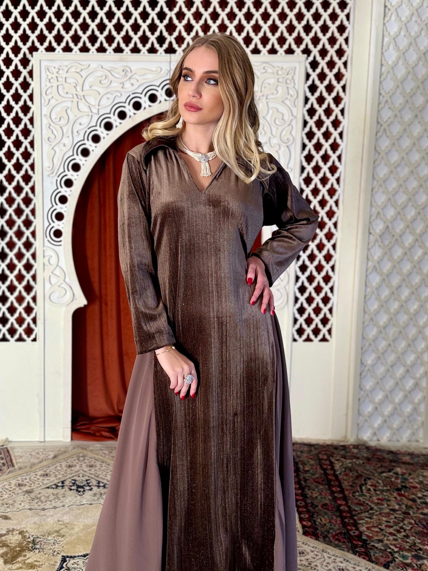 Velvet Casual Kaftan - chocolate