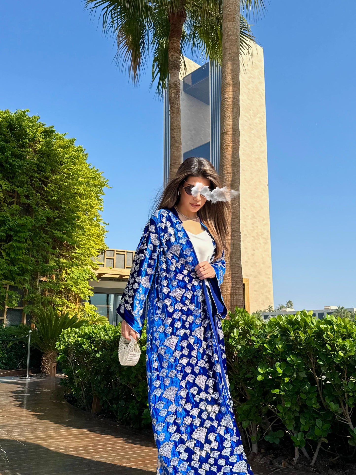 Velvet Bisht - Royal Blue x silver Embellishments