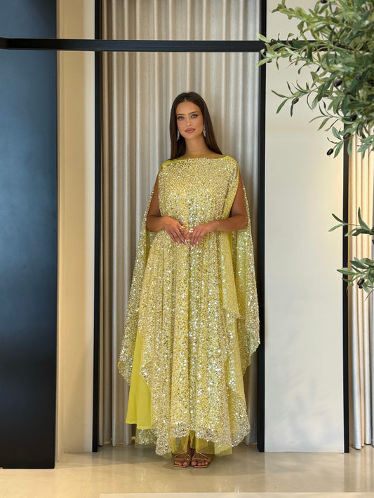 Jelwa Yellow pearls x beads poncho