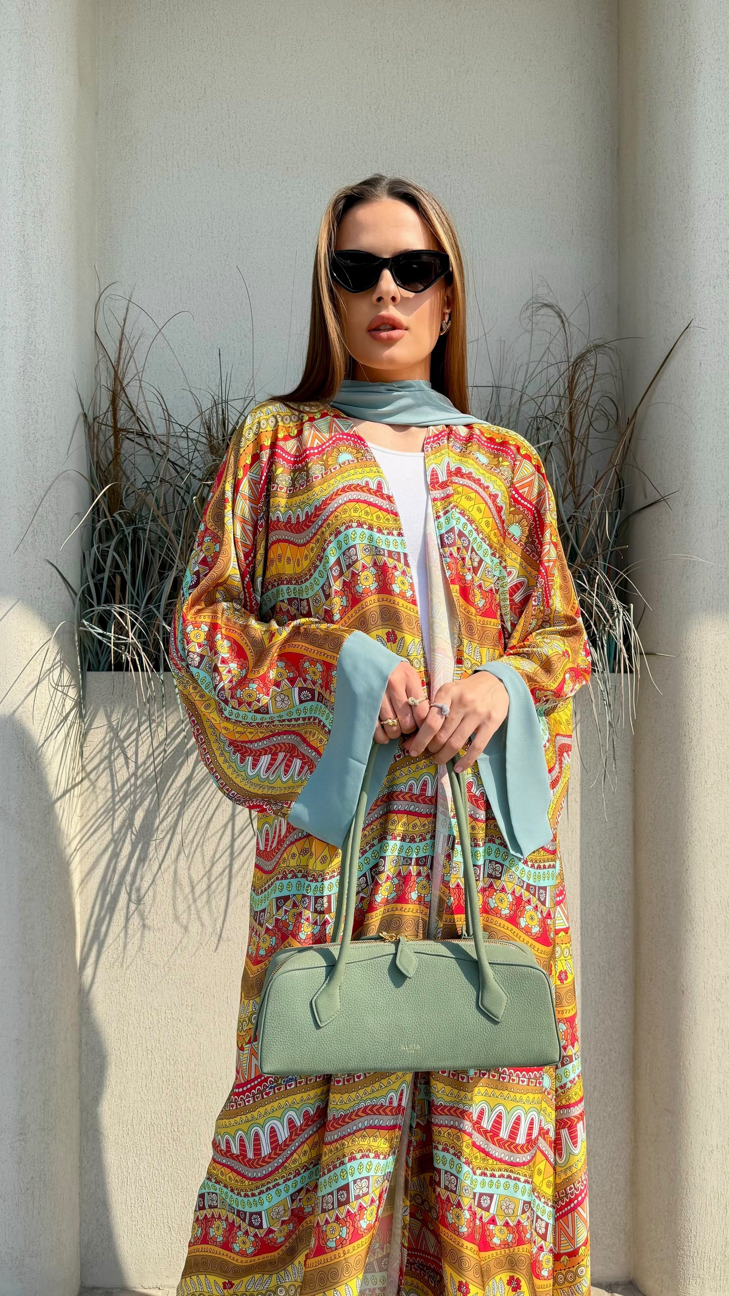 Whimsical Abaya -Mustard x Mint