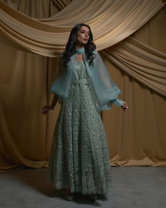 Long Bridal Jelwa Dress- Mint
