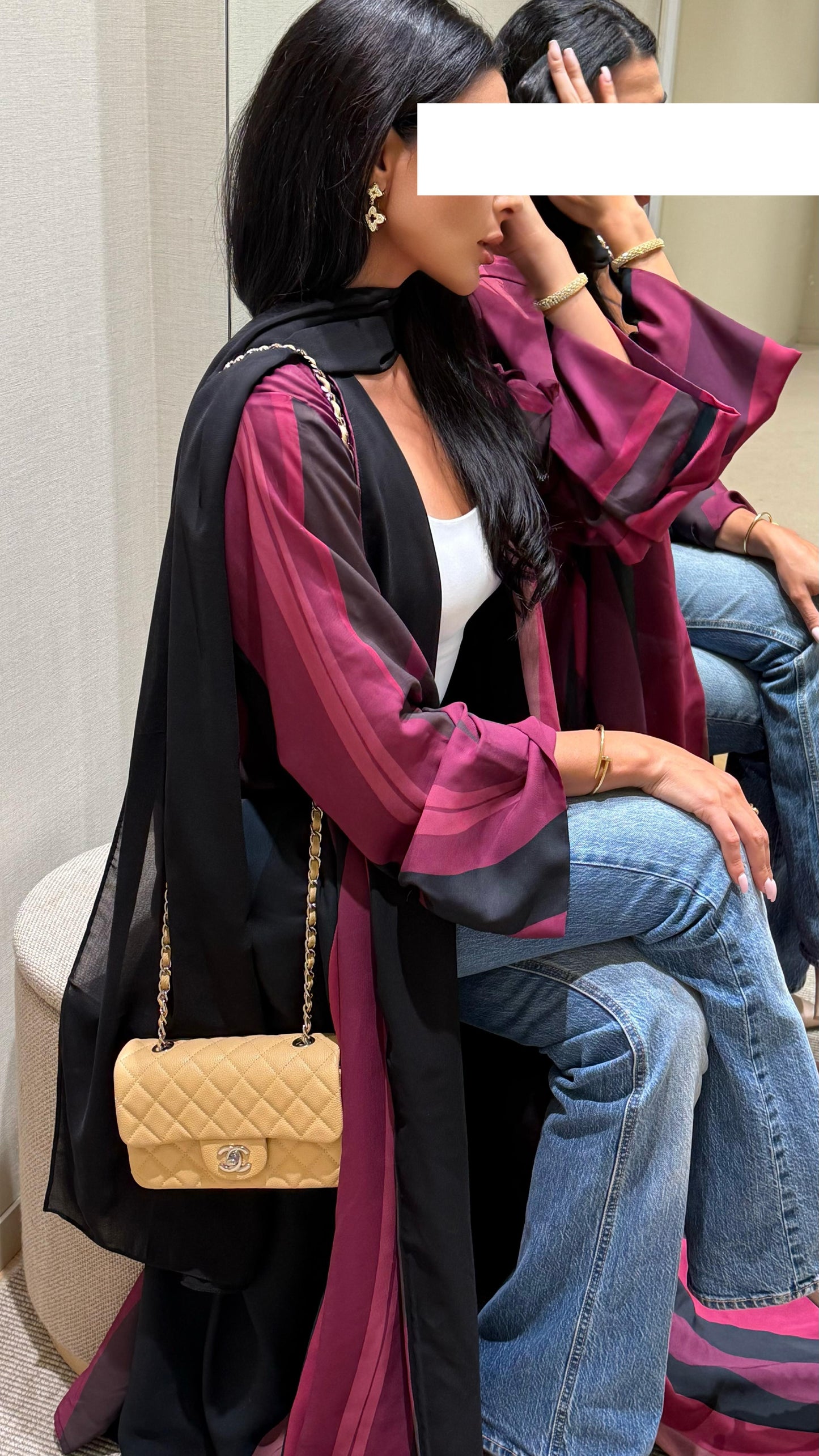 The Double Printed Chiffoun Abaya - Purple