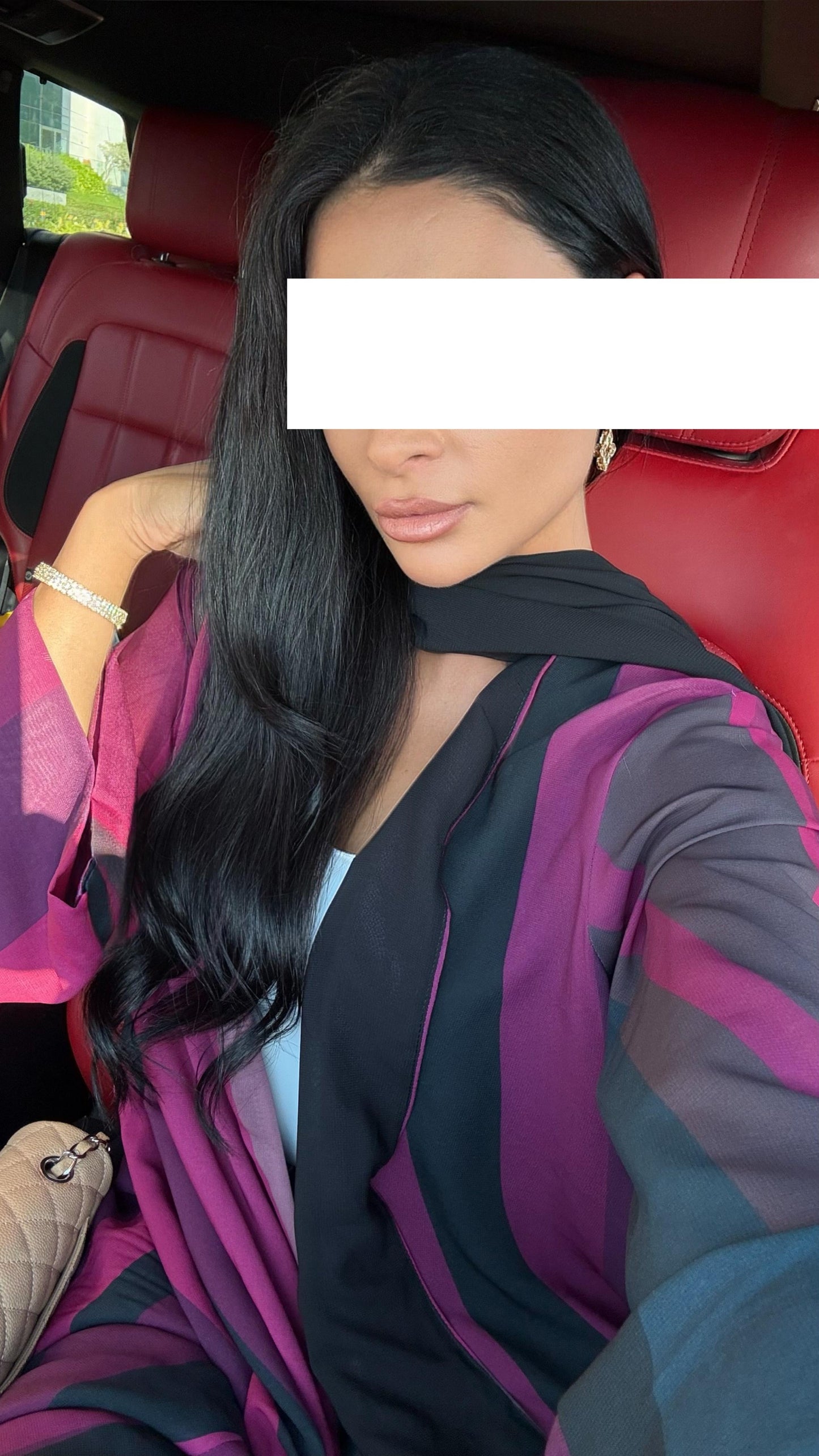 The Double Printed Chiffoun Abaya - Purple