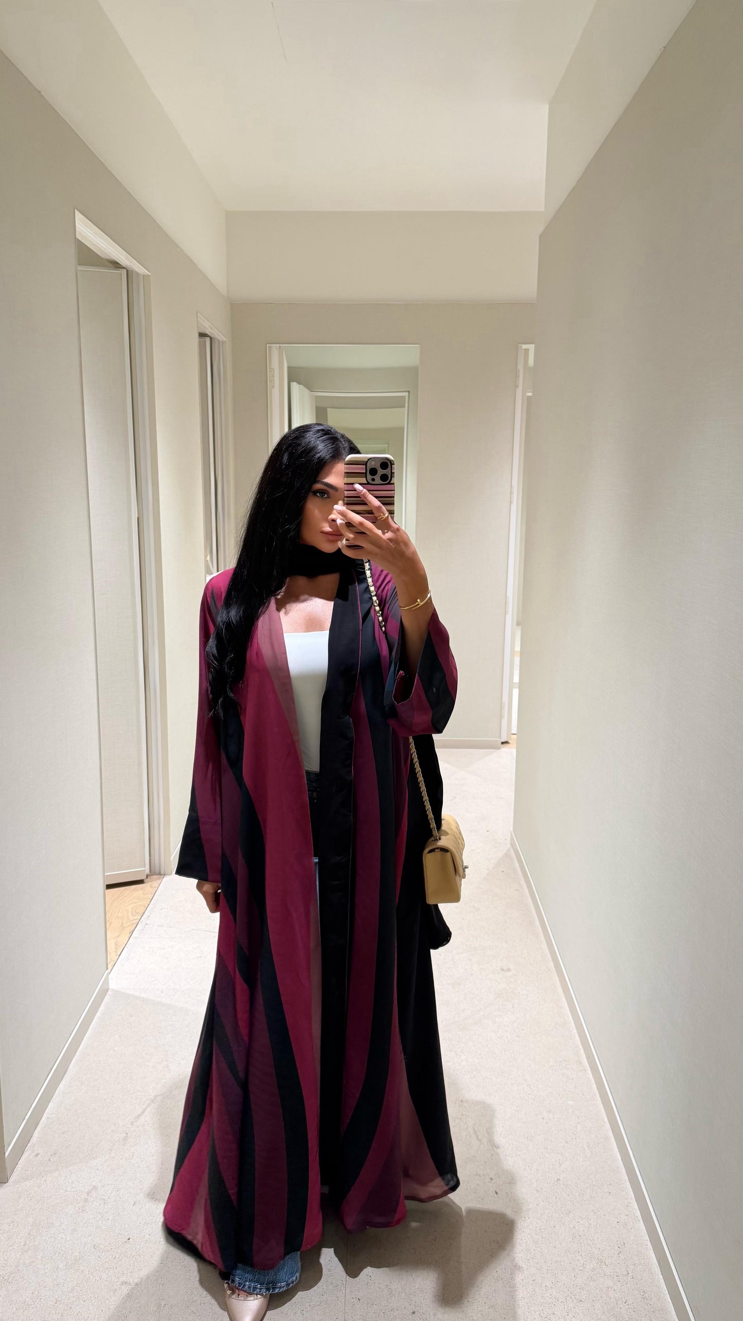 The Double Printed Chiffoun Abaya - Purple
