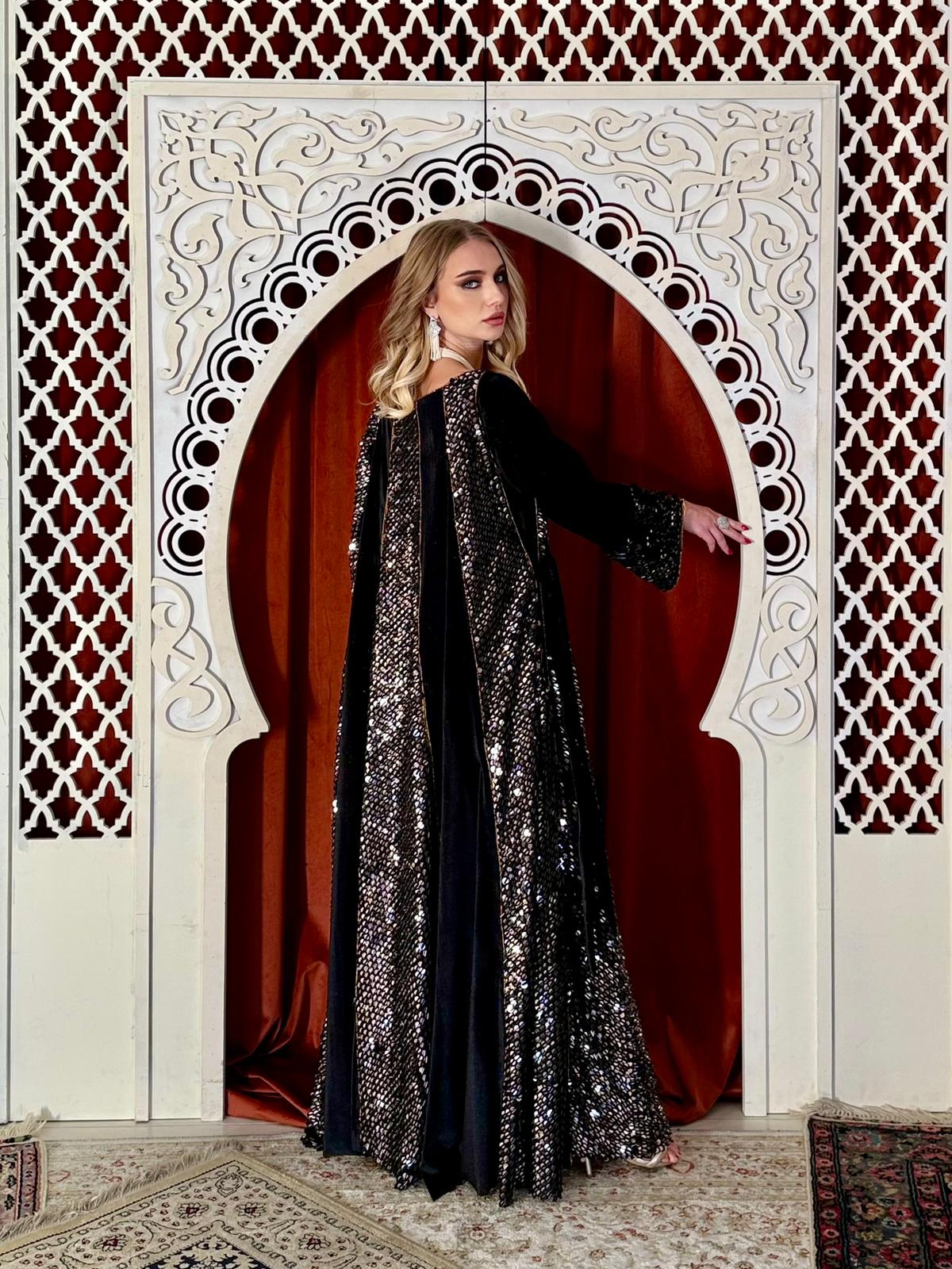 Velvet sequin Kaftan- black
