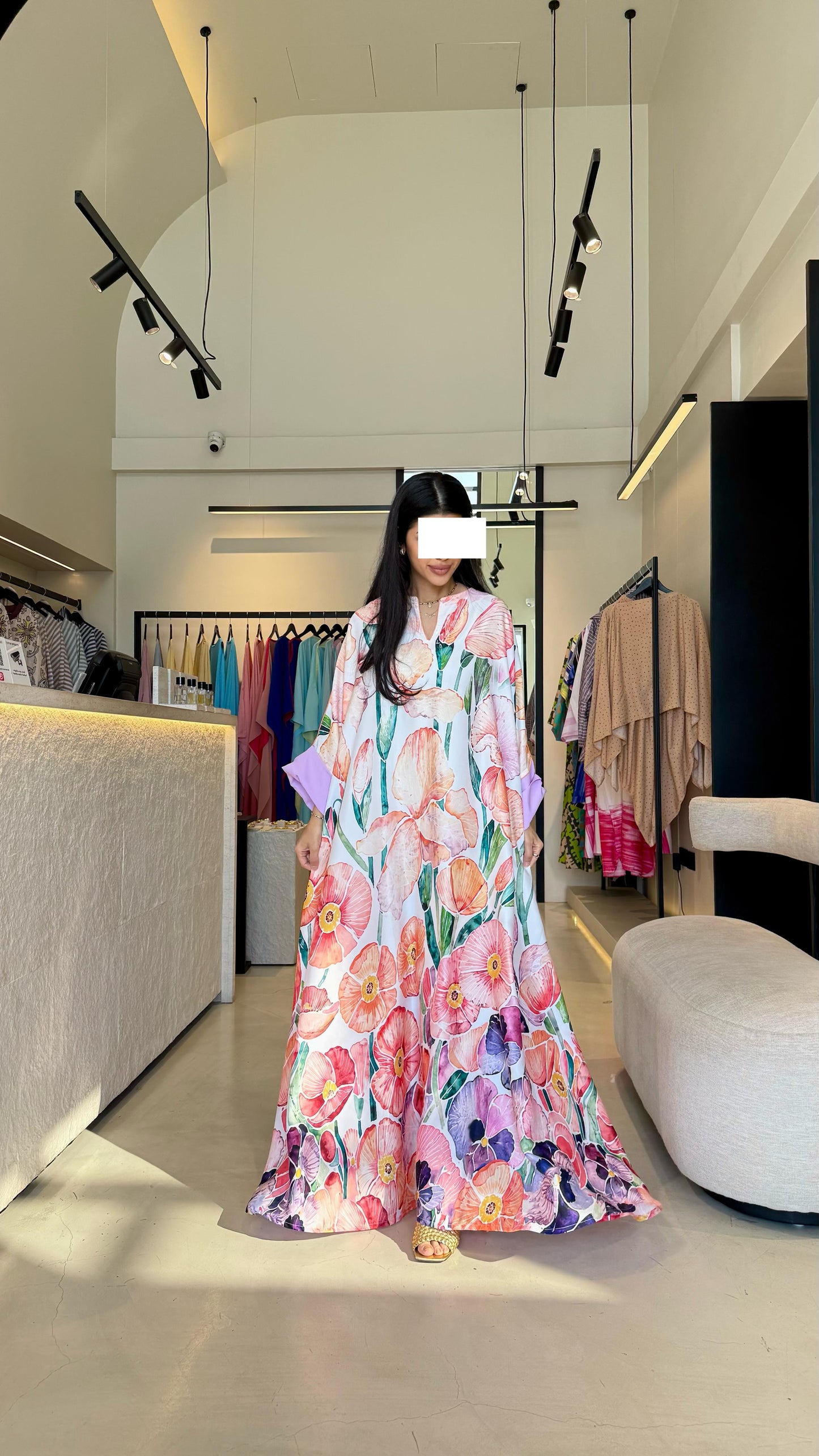 Summer floral kaftan  - Lavender x peach Florals