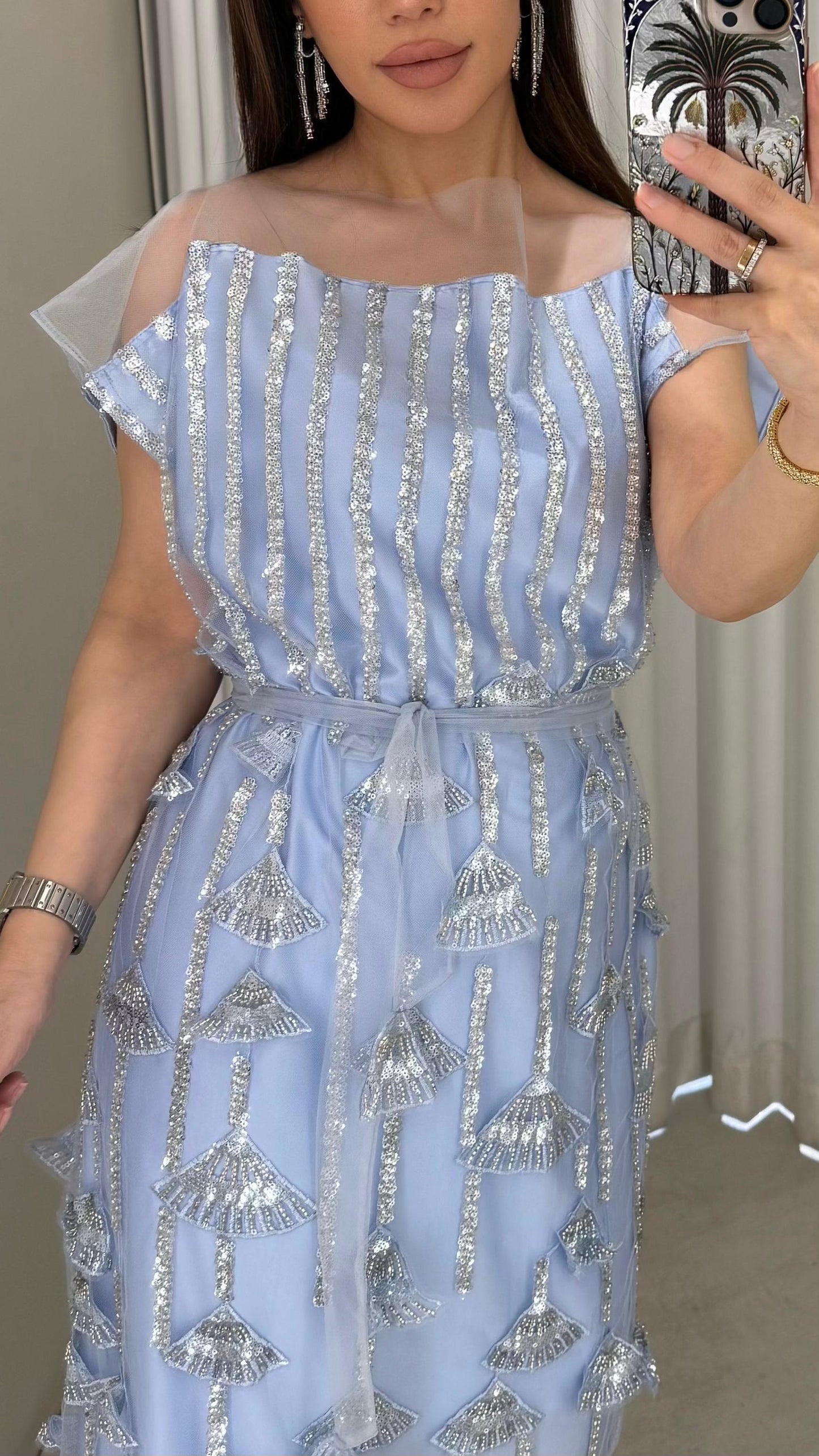 Tulle StraightCut Kaftan- Sky blue