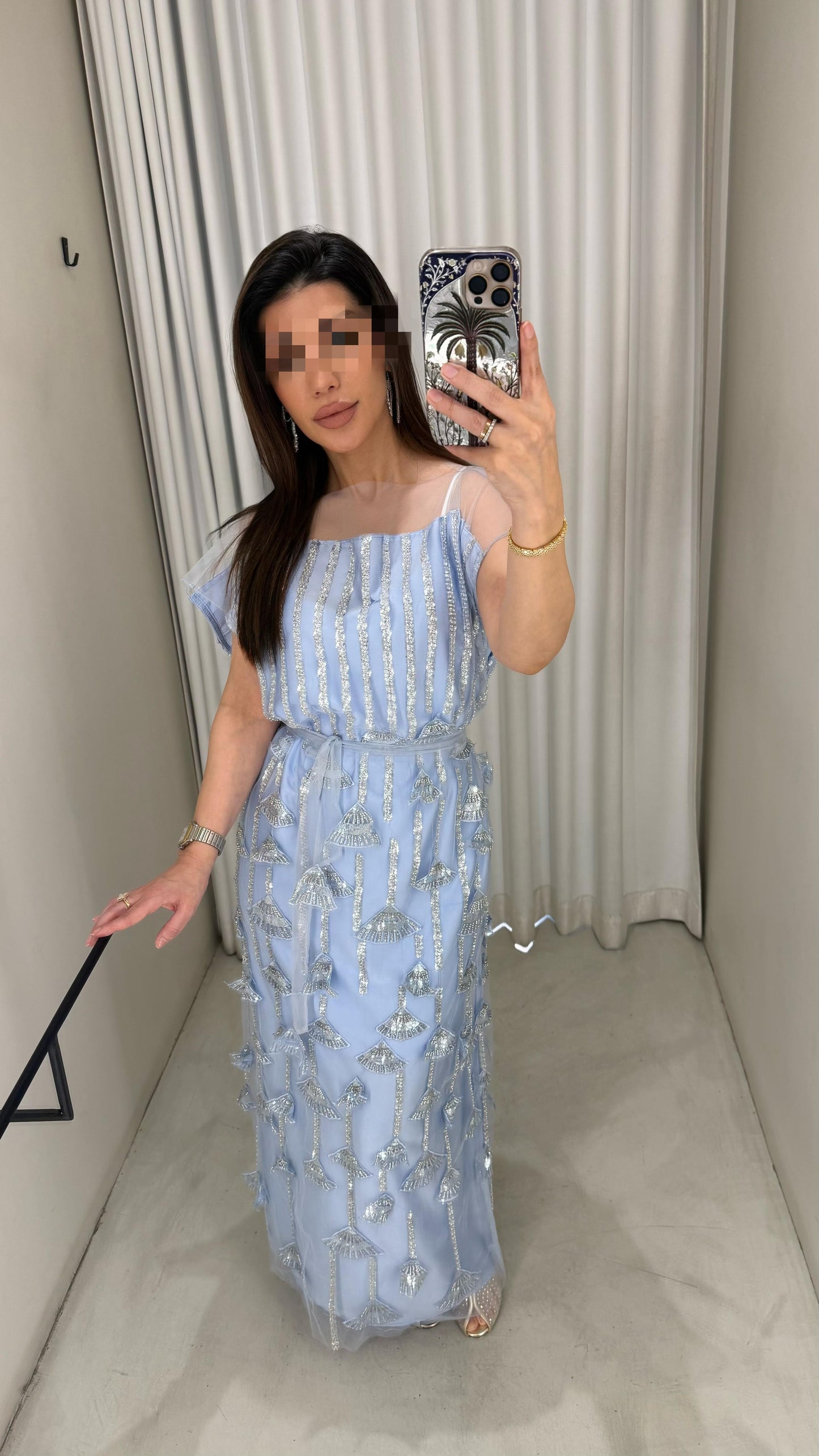 Tulle StraightCut Kaftan- Sky blue