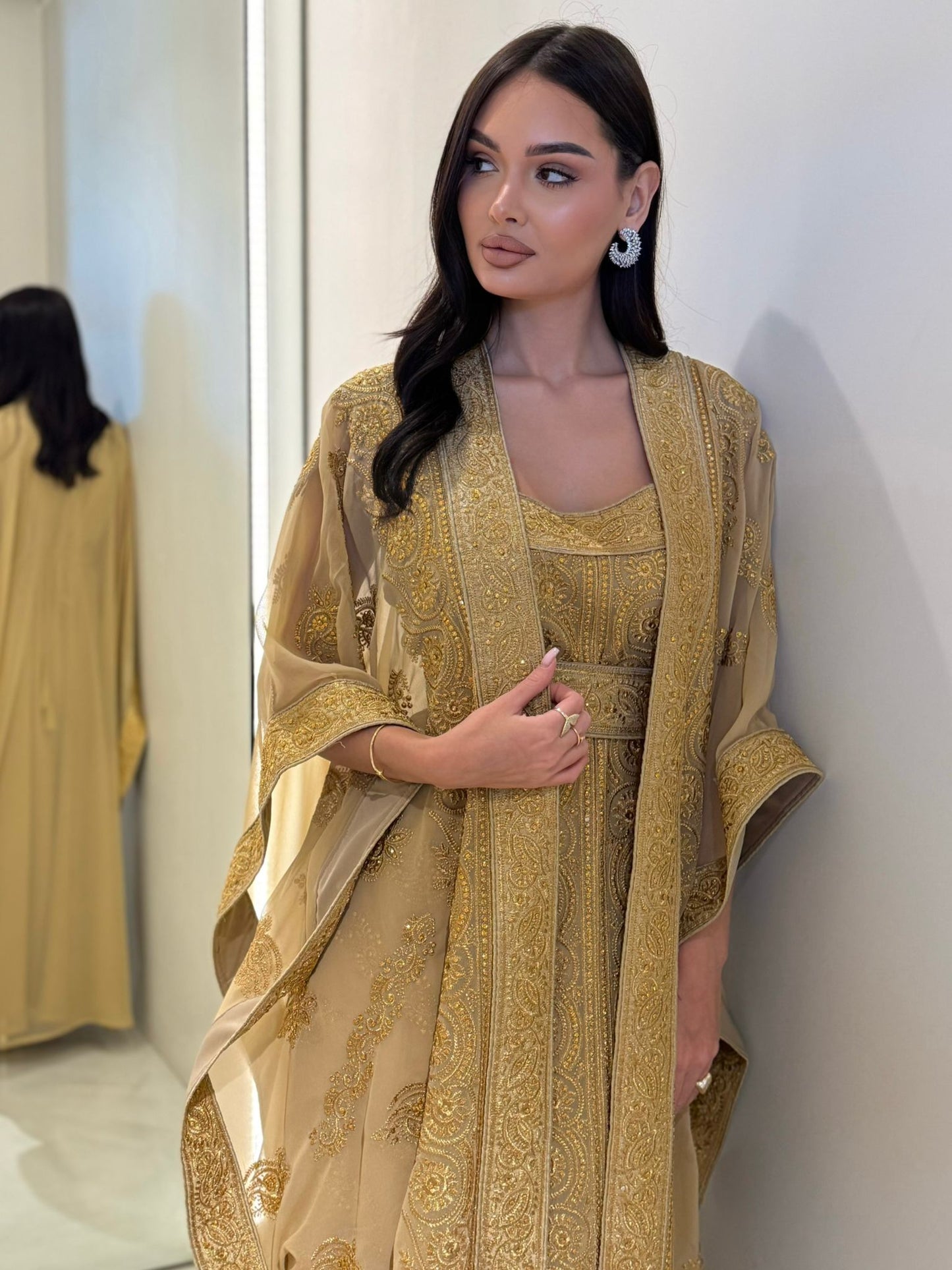 Wide Jelwa  Bisht-Beige