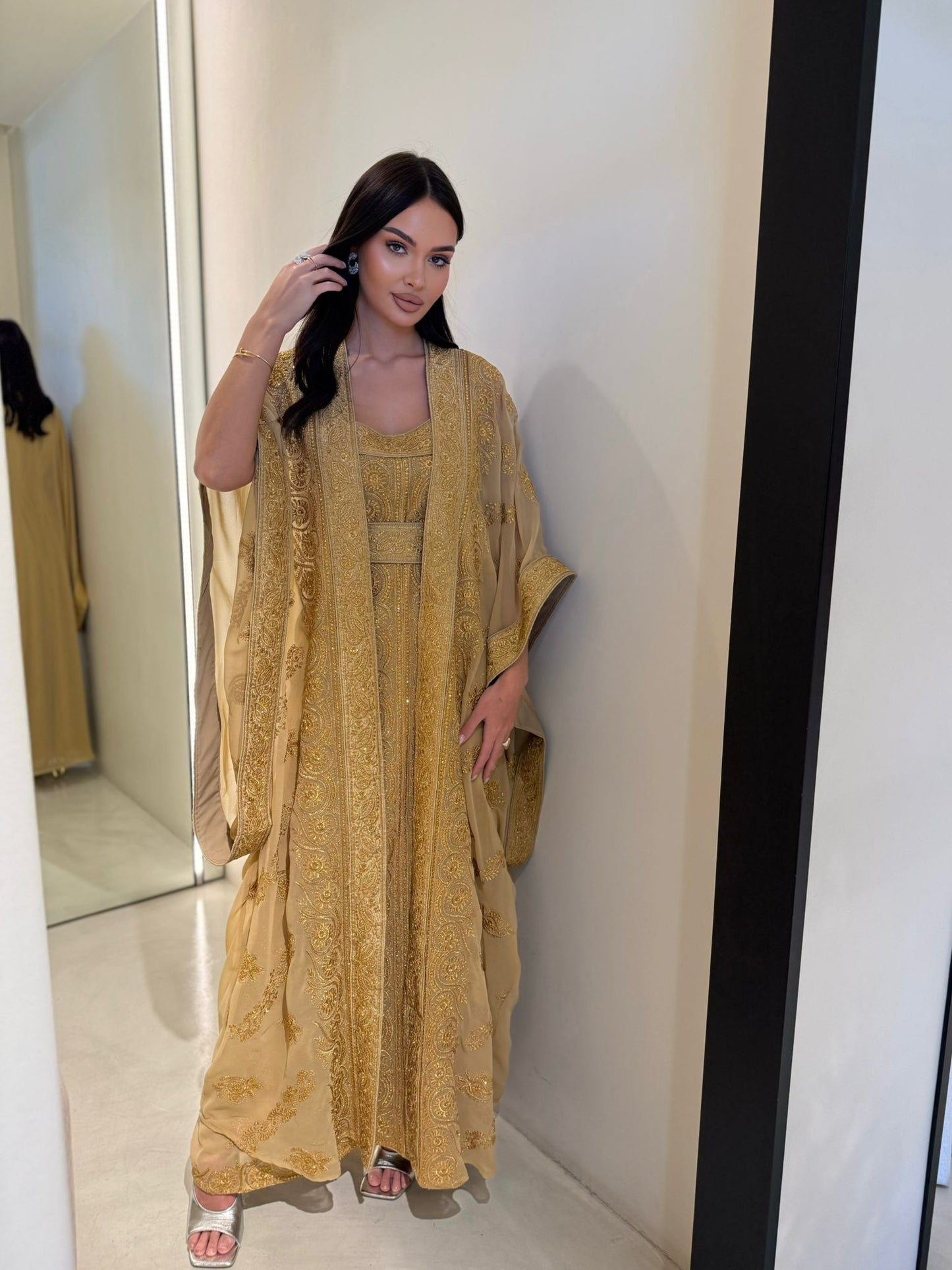 Wide Jelwa  Bisht-Beige