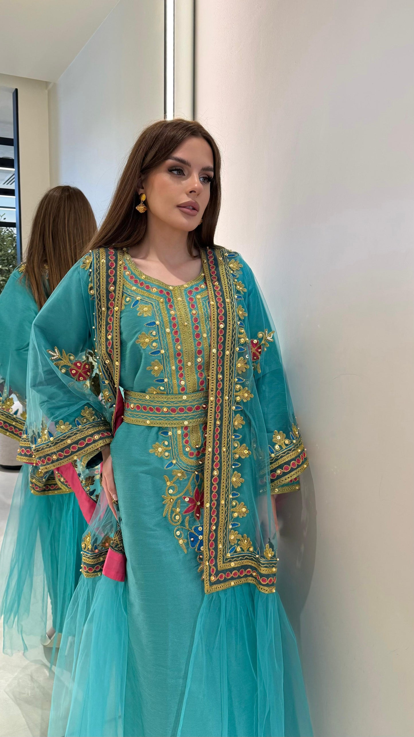 Nashel Dress/ Bisht Jelwa Set -teal