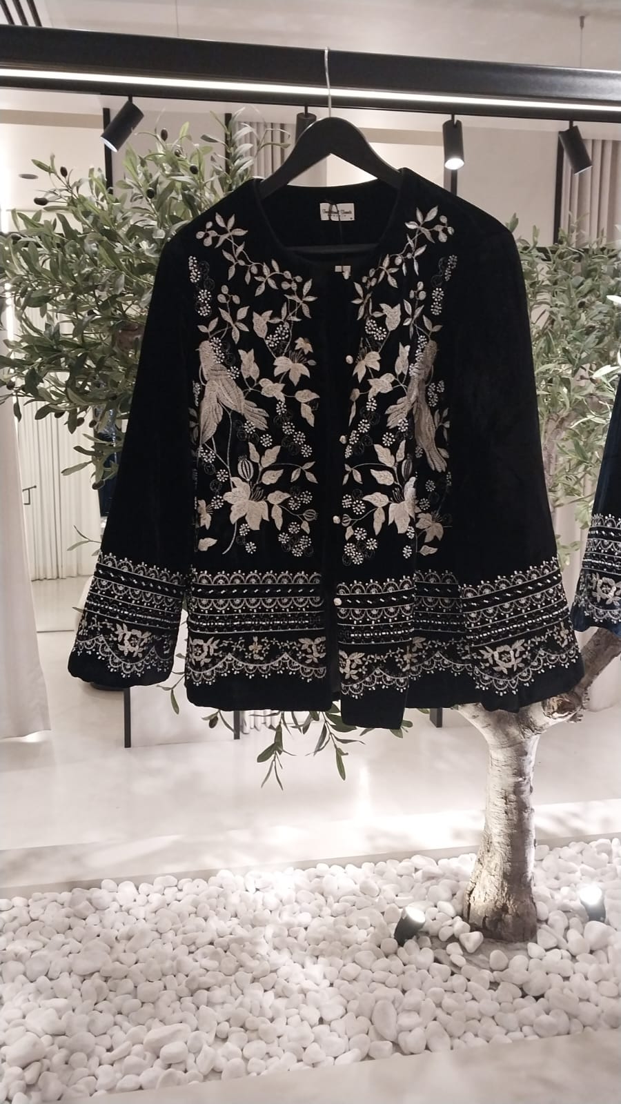 Black Velvet Embellished Blazer x white