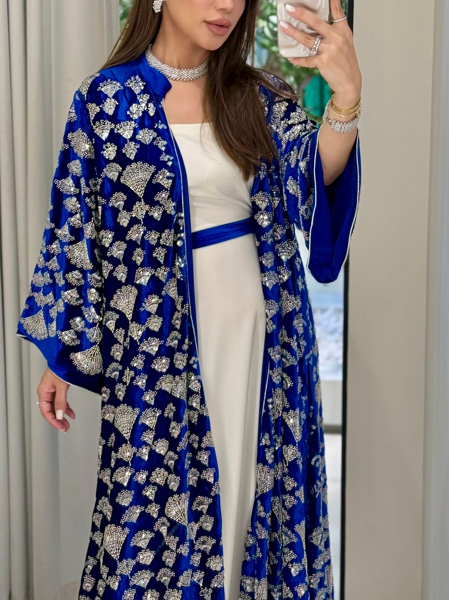 Velvet Bisht - Royal Blue x silver Embellishments