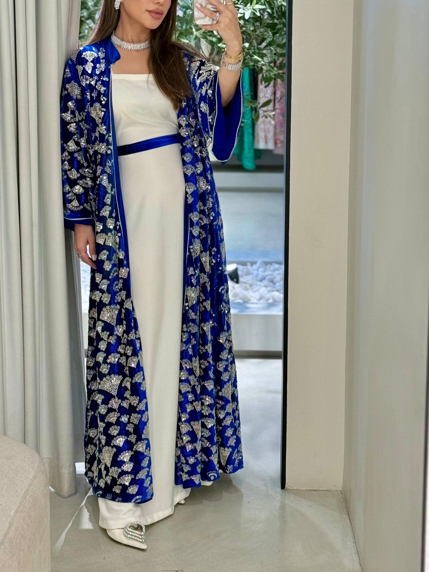 Velvet Bisht - Royal Blue x silver Embellishments