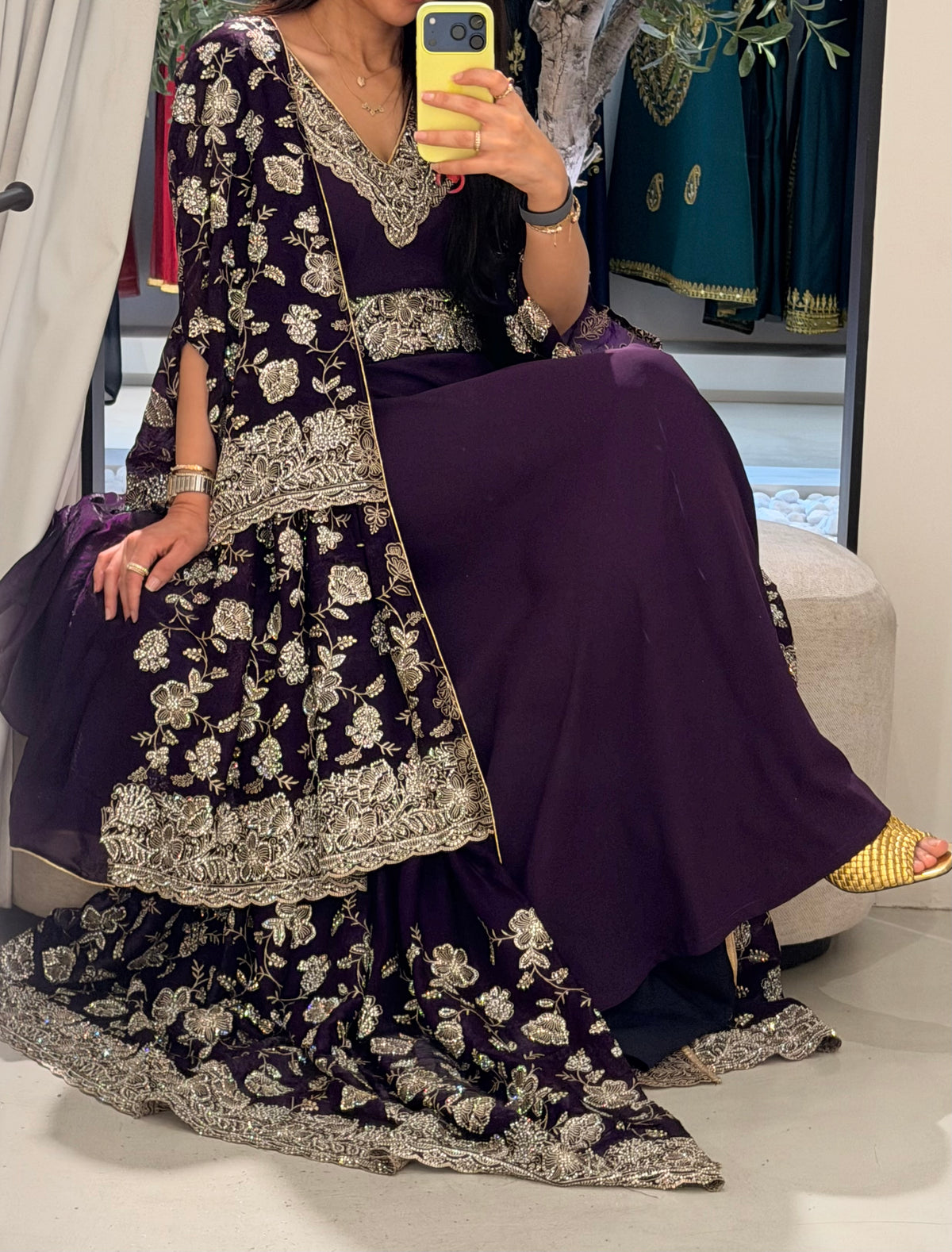 Triple Layered Jelwa Bisht /kaftan - violet