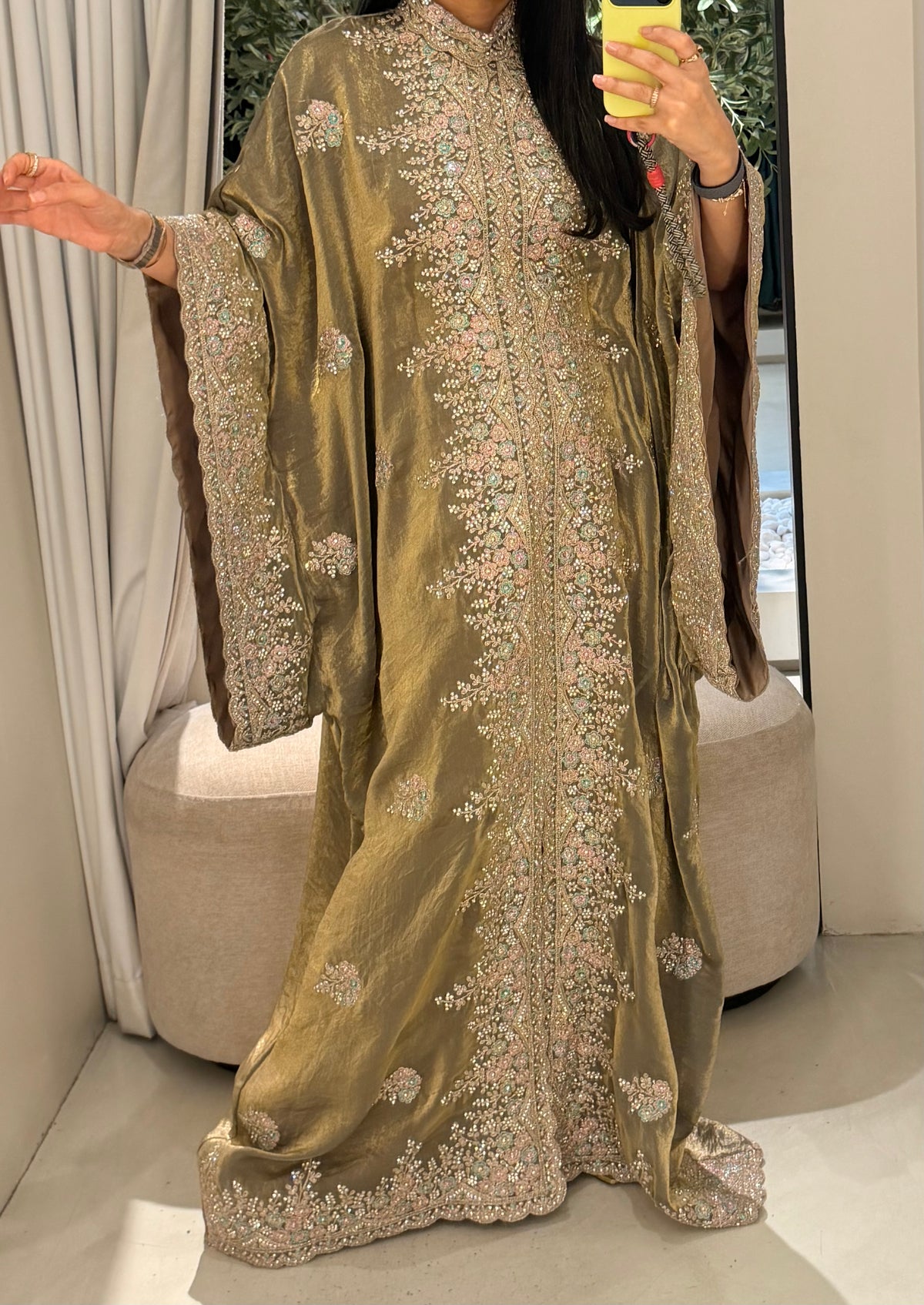Wide Sleeves Jelwa  - Greyish Gold